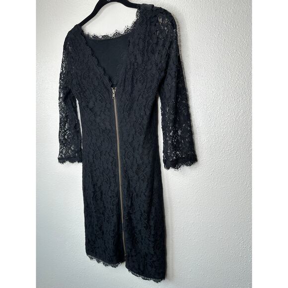 Diane von Furstenberg Black Zarita Stretch Lace Shift Dress 4 - Picture 8 of 16
